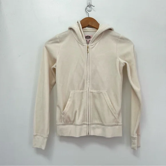 Juicy Couture y2k OG cream Velour Graphic Tracksuit Jacket Girls